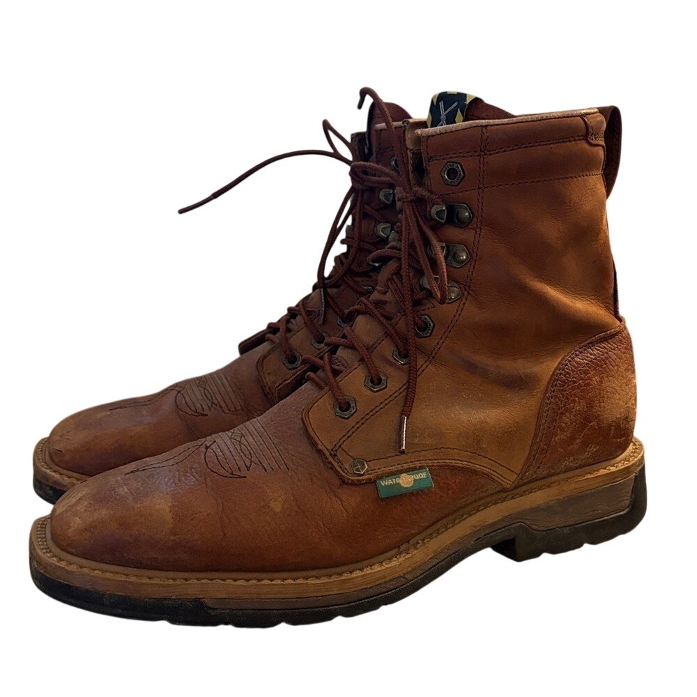 Twisted X Cellstretch Lacer Square Composite Toe Work Boots Leather Men's size 9